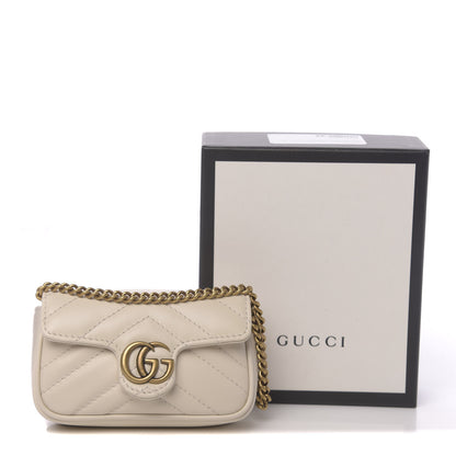 Gucci Calfskin Matelasse Heart GG Marmont 2.0 Coin Purse On A Chain Mystic White 7 of 7