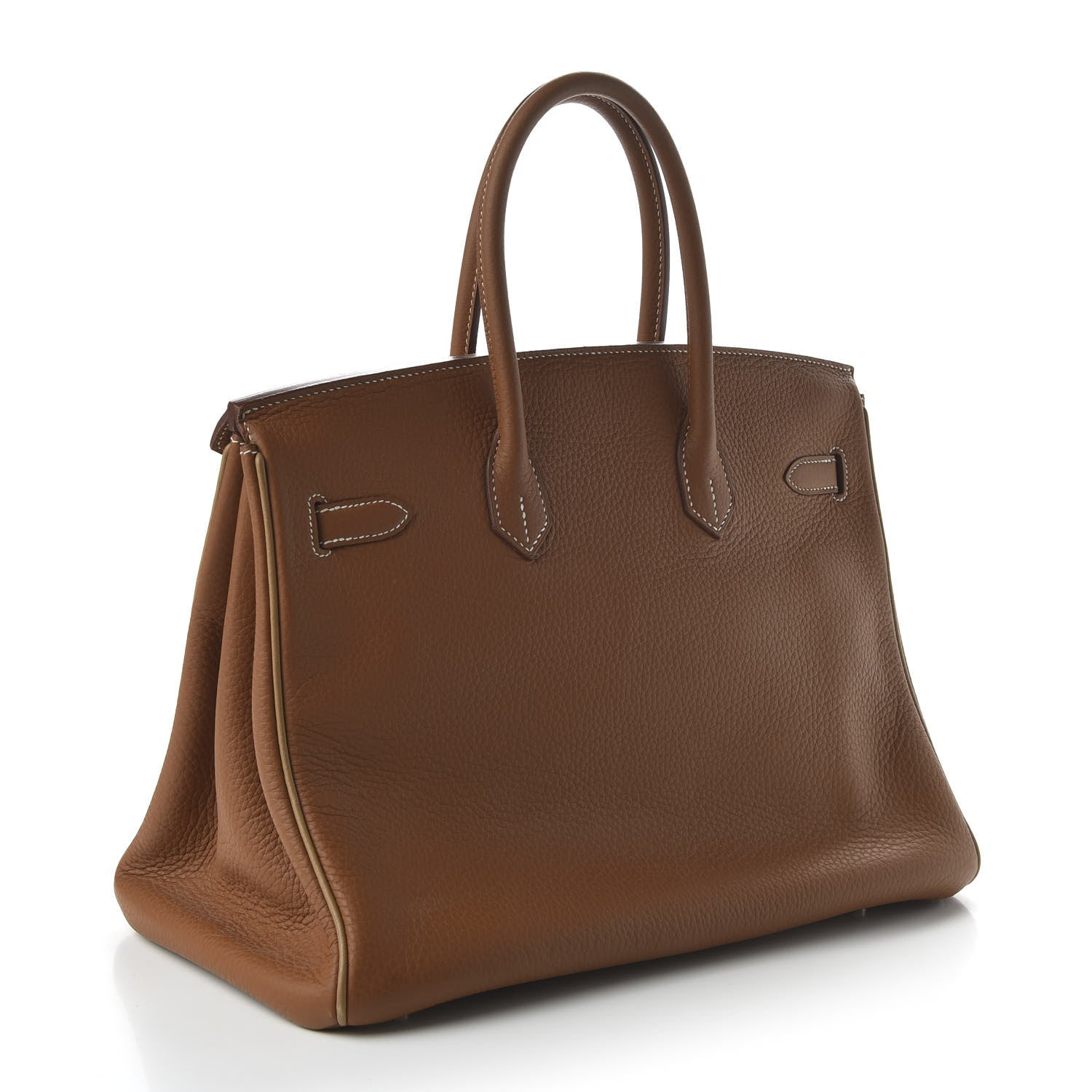 Hermes Taurillon Clemence Horseshoe Birkin 35 Gold Camel Tabac 3 of 10