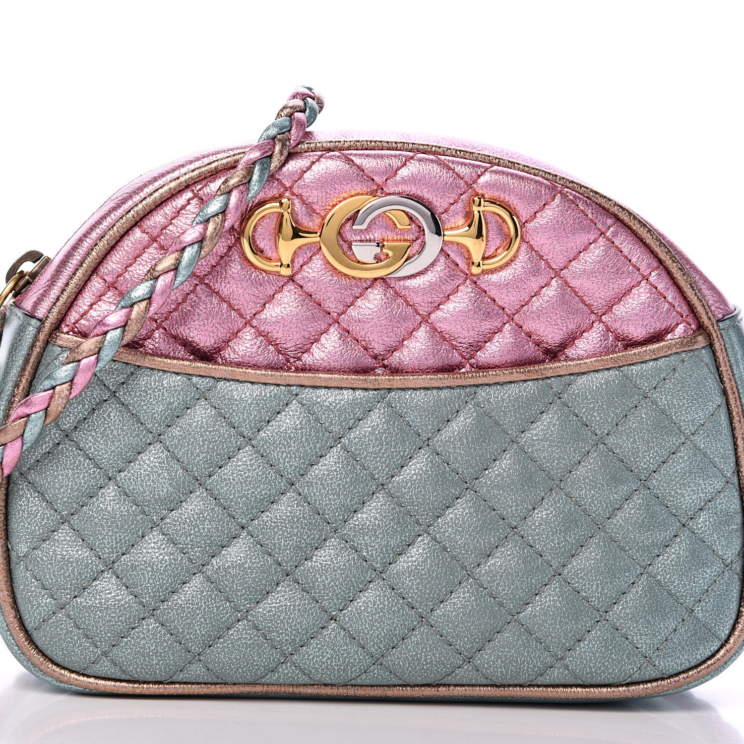 Gucci Laminated Nappa Trapuntata Mini Zumi Dome Shoulder Bag Rosa Lago Rame 7 of 9