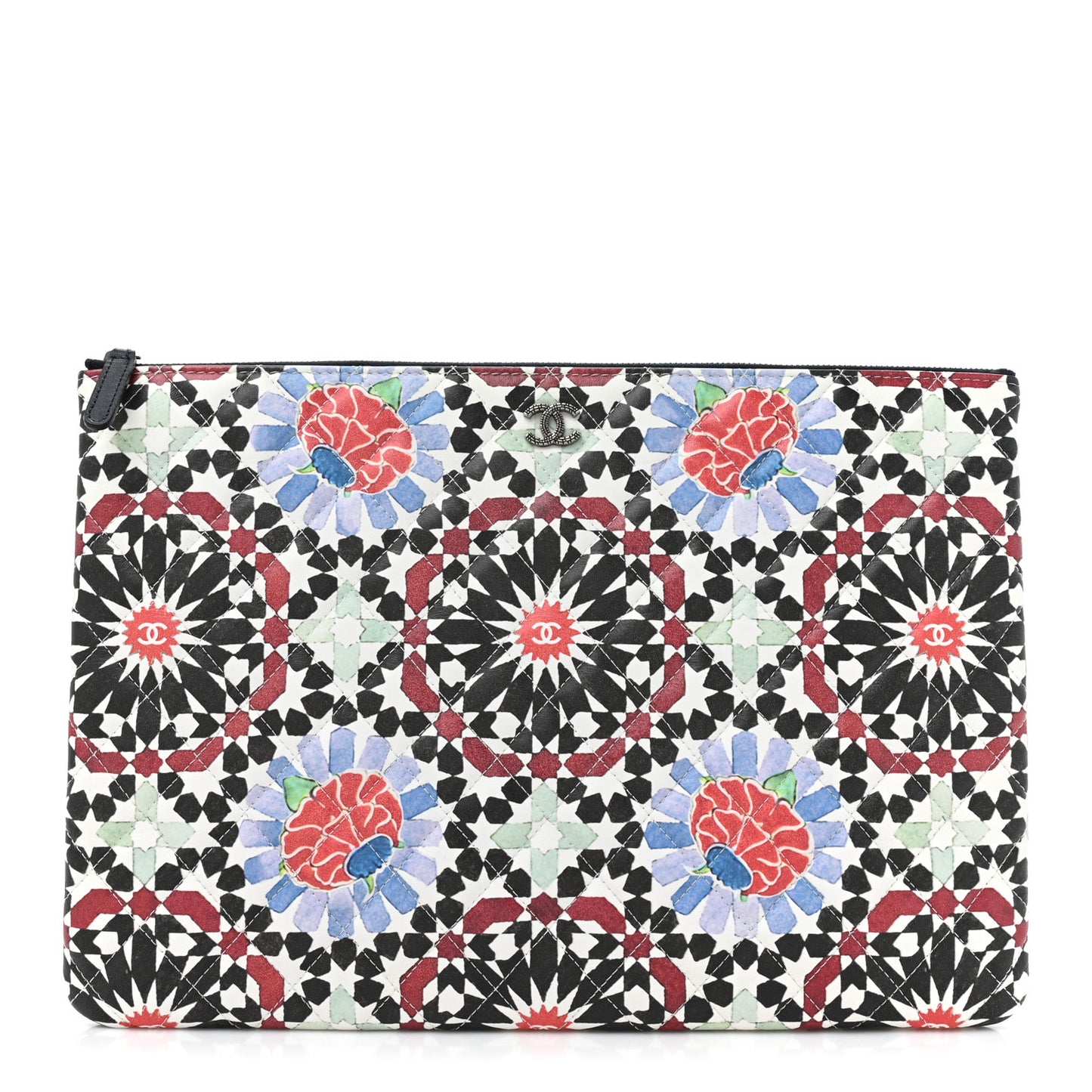 Glazed Lambskin Quilted Large Paris Dubai Cosmetic Case Multicolor