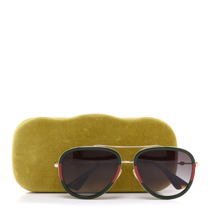 Gucci Web Aviator Sunglasses GG0062S Green Red 8 of 8