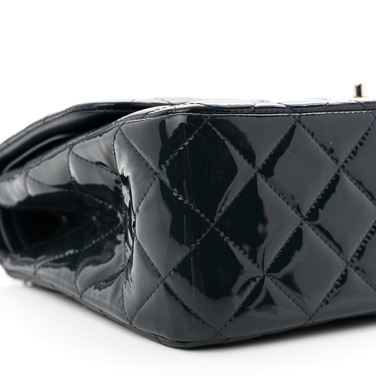 Chanel Patent Quilted Jumbo Double Flap Navy 9 of 12