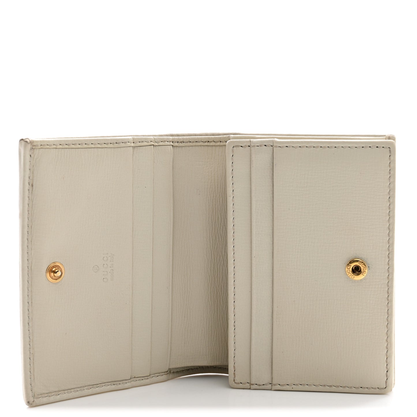 GG Supreme Monogram Azalea Calfskin Horsebit 1955 Card Case Wallet Beige Ebony Mystic White
