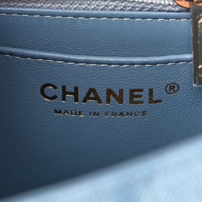 Chanel Denim Quilt Print Mini Rectangular Flap Light Blue 6 of 10