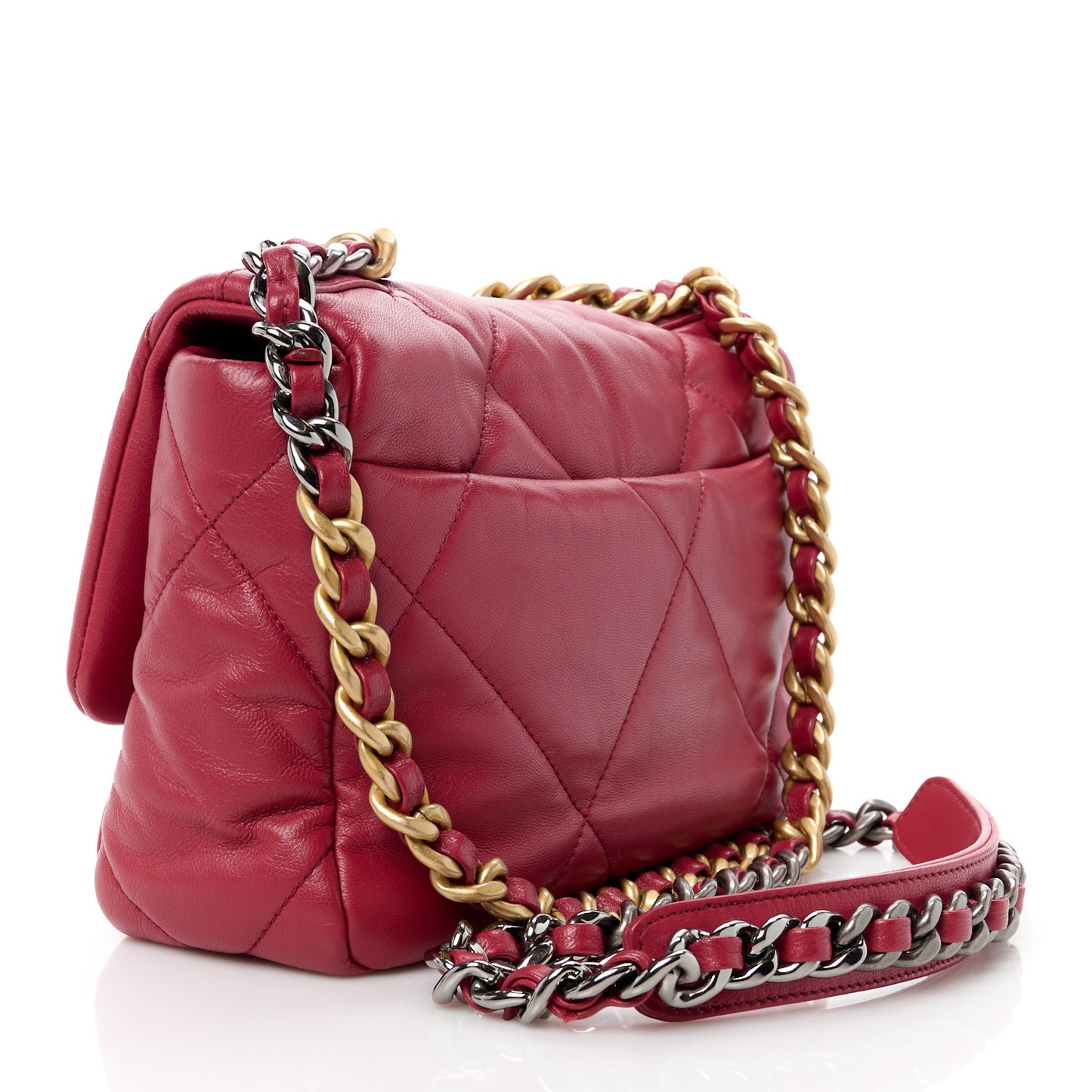 Goatskin Quilted Medium Chanel 19 Flap Red
