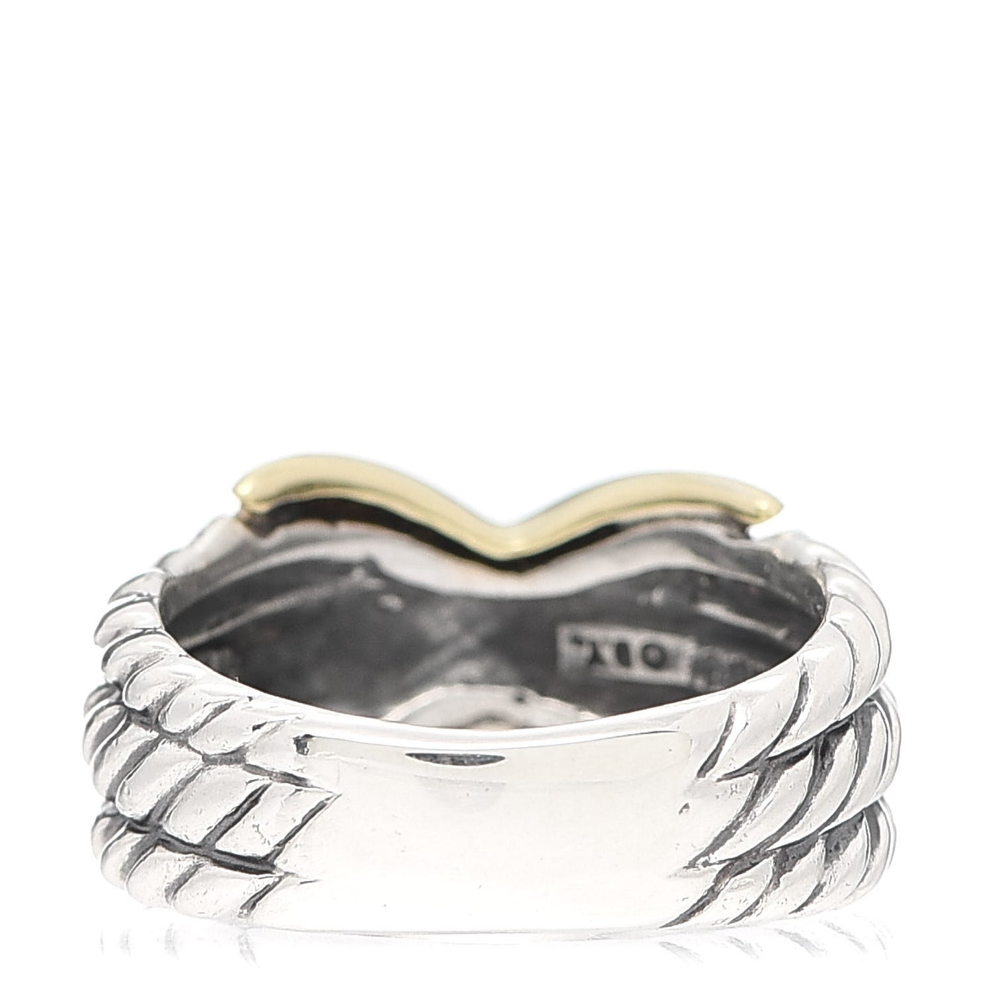 Sterling Silver 14K Yellow Gold X Triple Row Ring 52 6