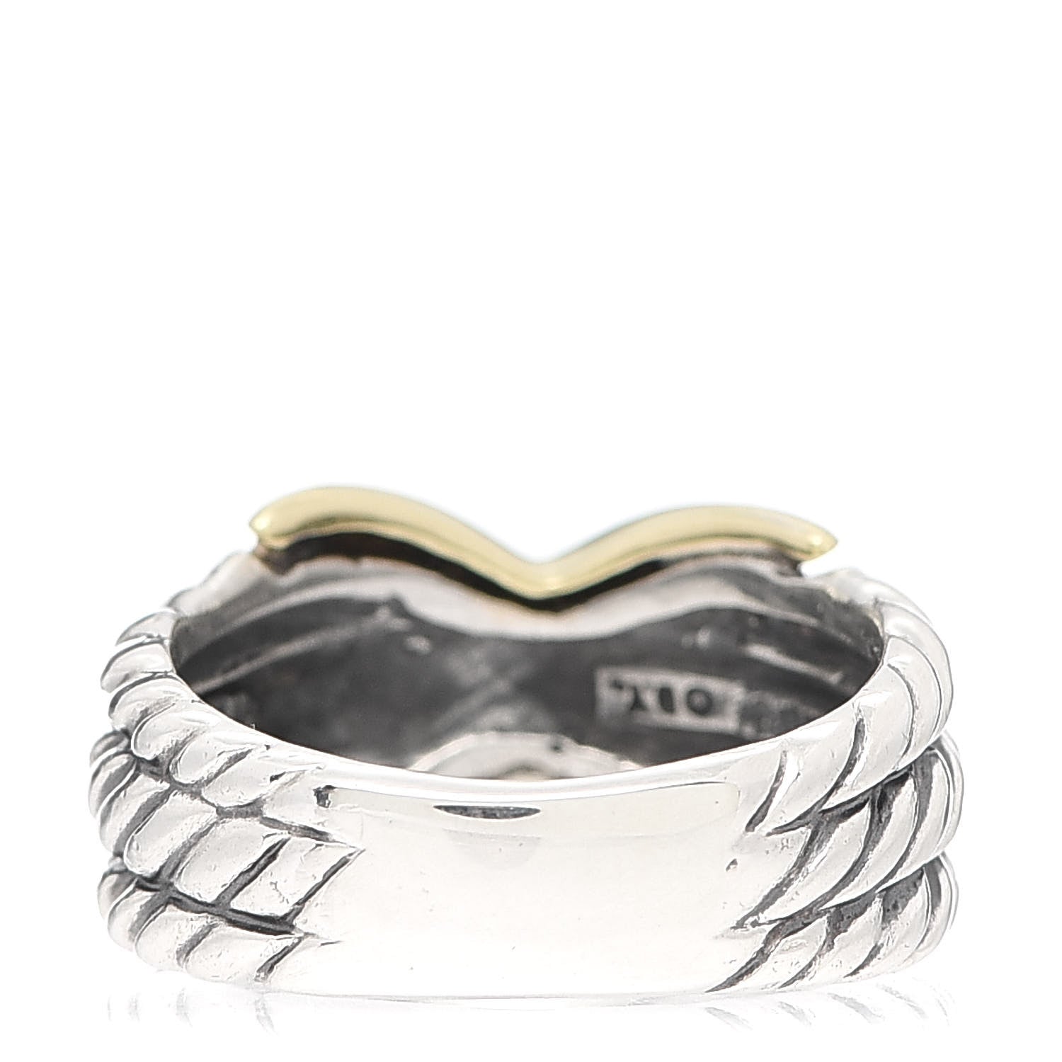 David Yurman Sterling Silver 14K Yellow Gold X Triple Row Ring 52 6 3 of 5