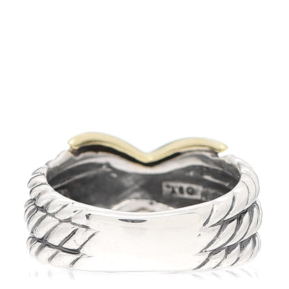 David Yurman Sterling Silver 14K Yellow Gold X Triple Row Ring 52 6 3 of 5