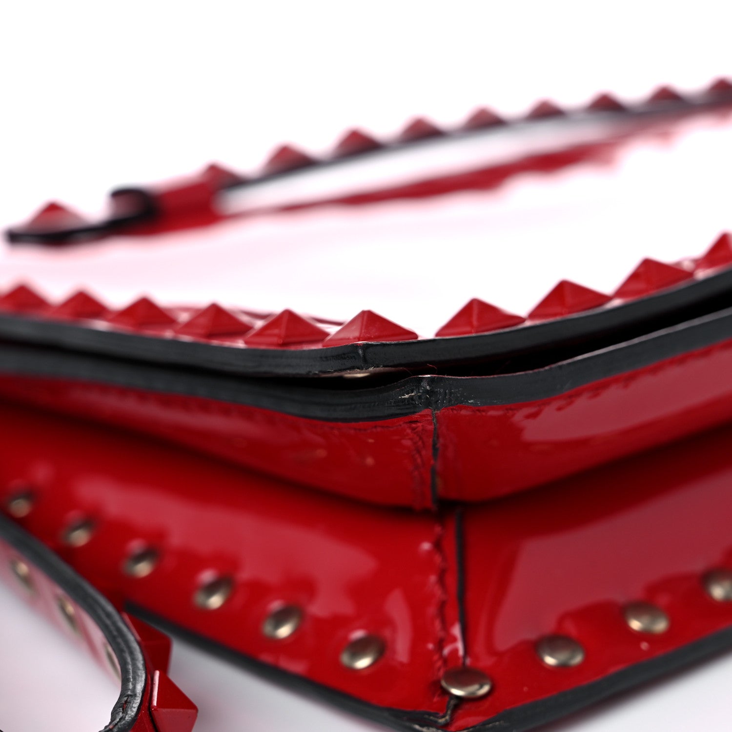 Valentino Garavani Patent Monochrome Rockstud Wristlet Clutch Rosso Valentino 7 of 17