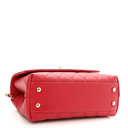 Chanel Caviar Quilted Mini Coco Handle Flap Red 3 of 9