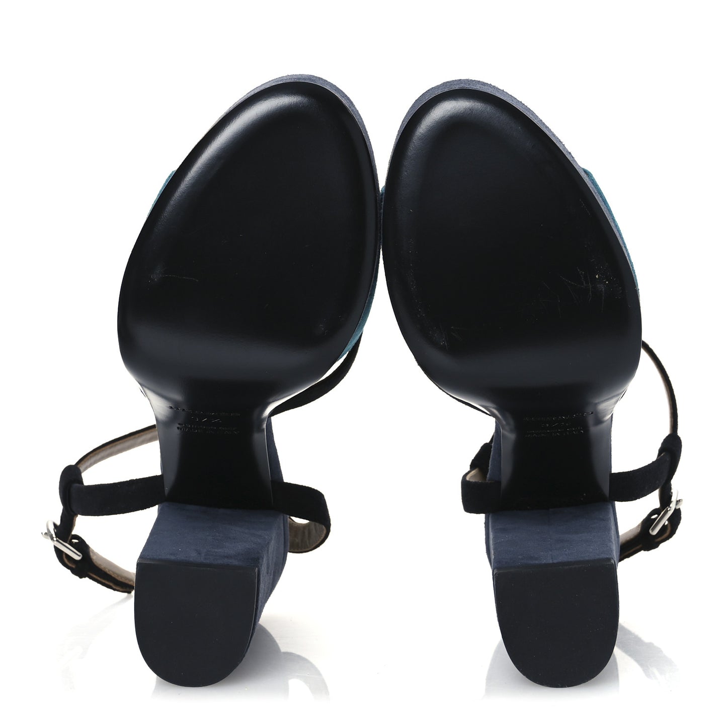 Suede Goatskin Calas Sandals 37.5 Vert Oxford Bleu Celeste Black