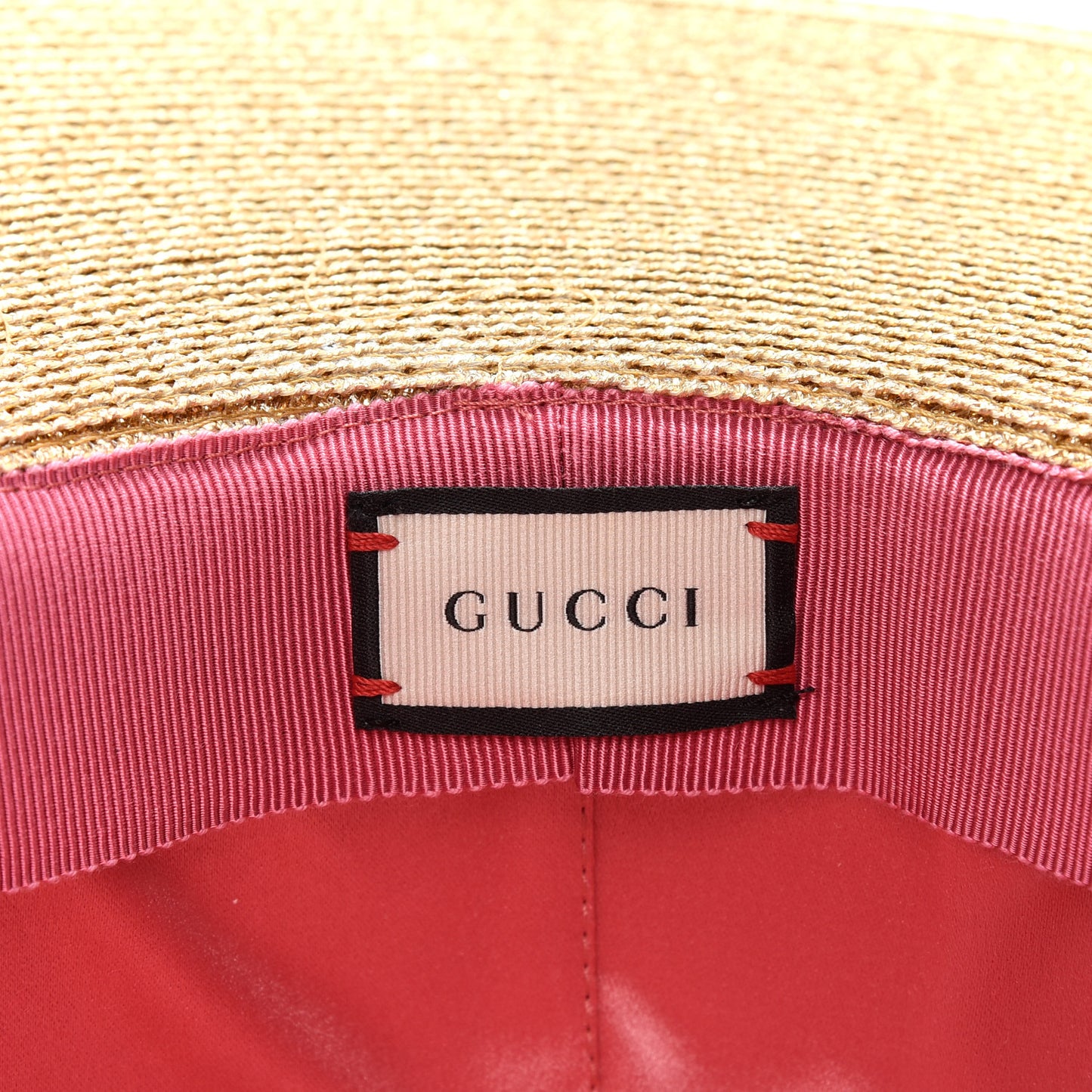Glittered Straw Grosgrain Wide Brim Hat S Gold Black