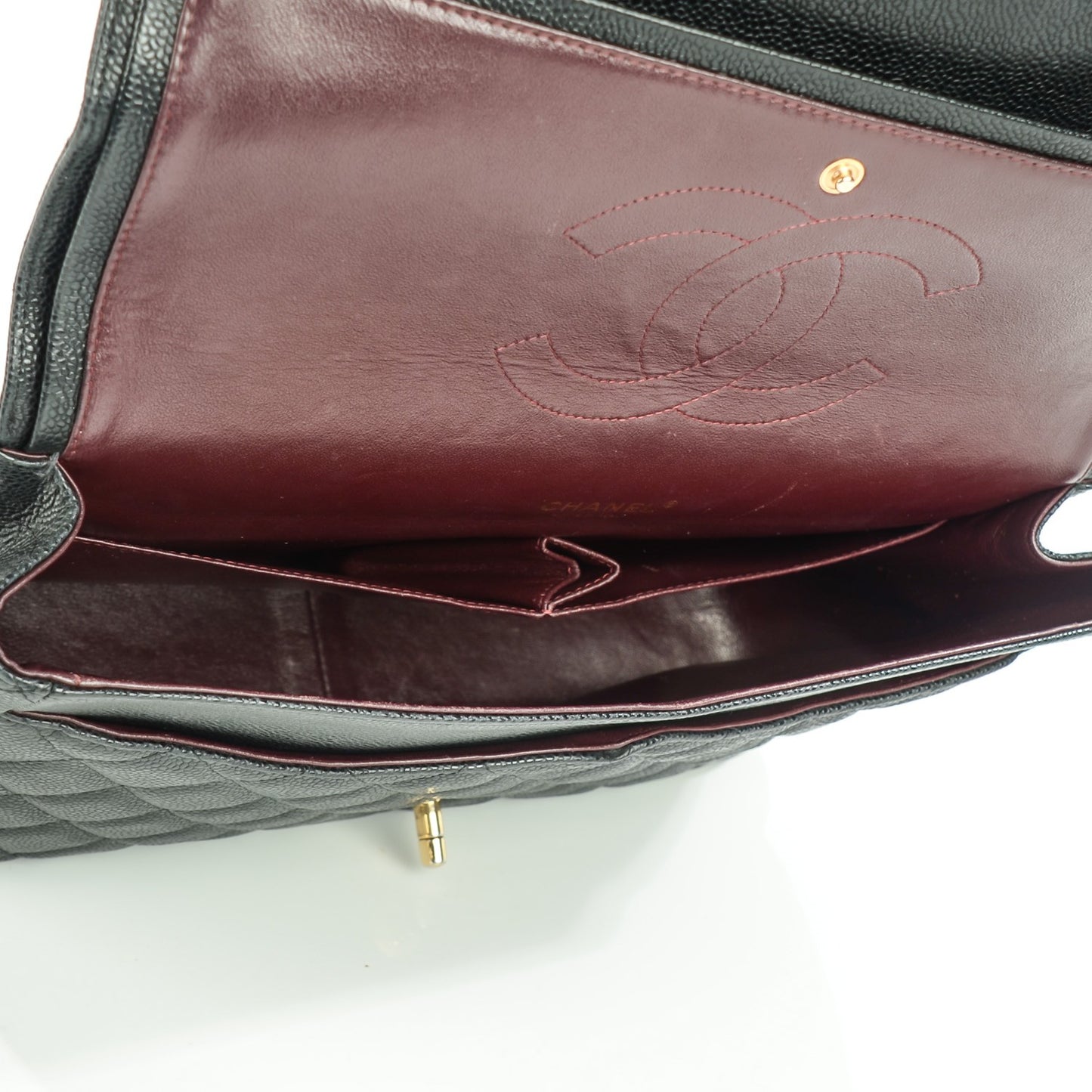Caviar Quilted Maxi Double Flap Black
