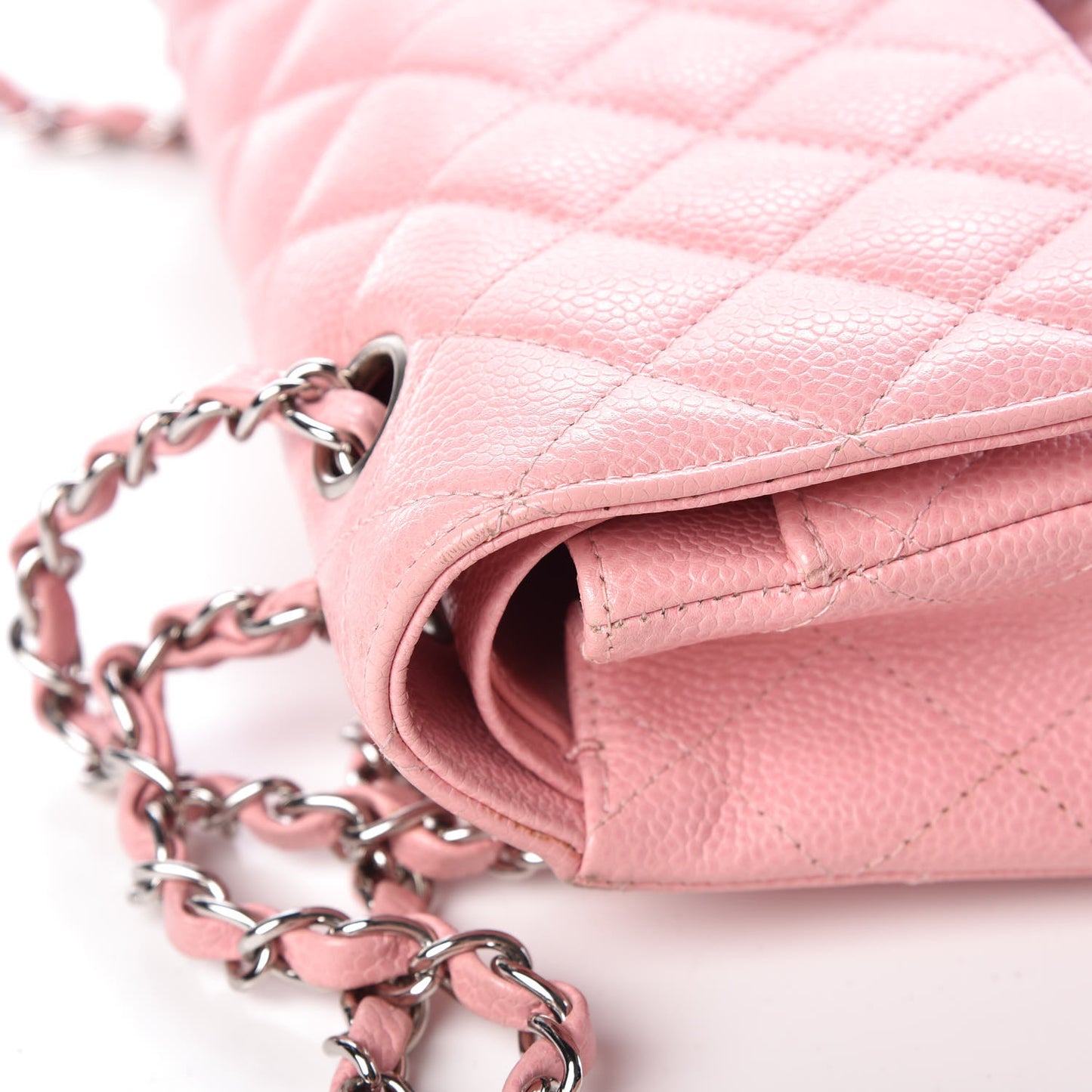Caviar Quilted Medium Double Flap Pink