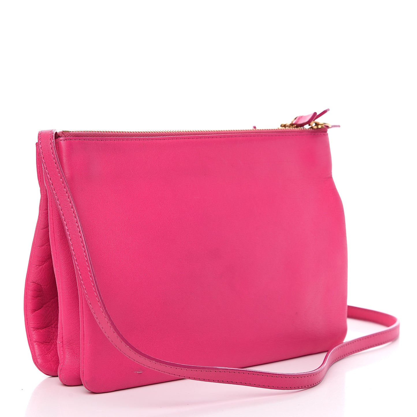 Lambskin Large Trio Crossbody Bag Fluo Fuchsia