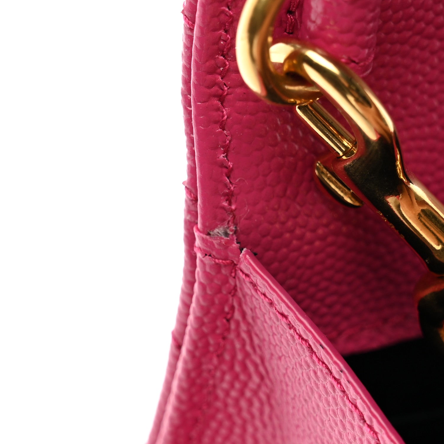 Saint Laurent Grain De Poudre Matelasse Chevron Monogram Envelope Clutch Fuchsia 8 of 9