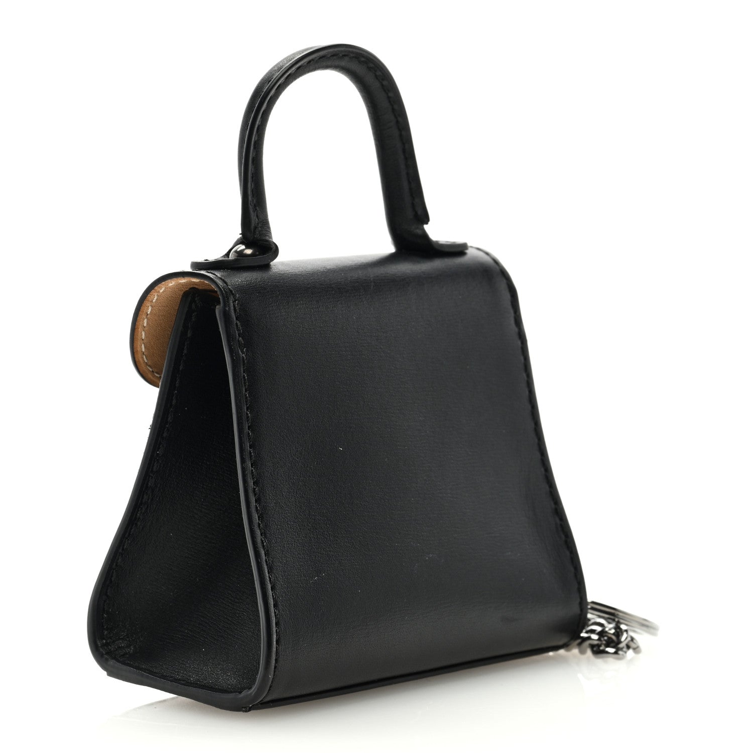 Delvaux Calfskin Mini L'Humour Brillant Bag Charm Black White 3 of 6