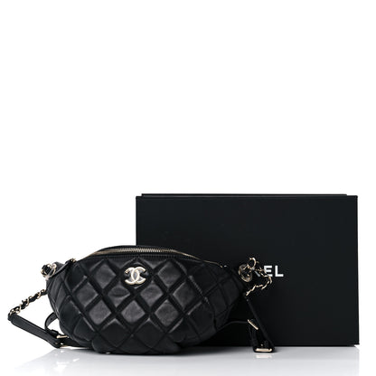 Chanel Lambskin Quilted Waist Bag Fanny Pack Black 10 of 10