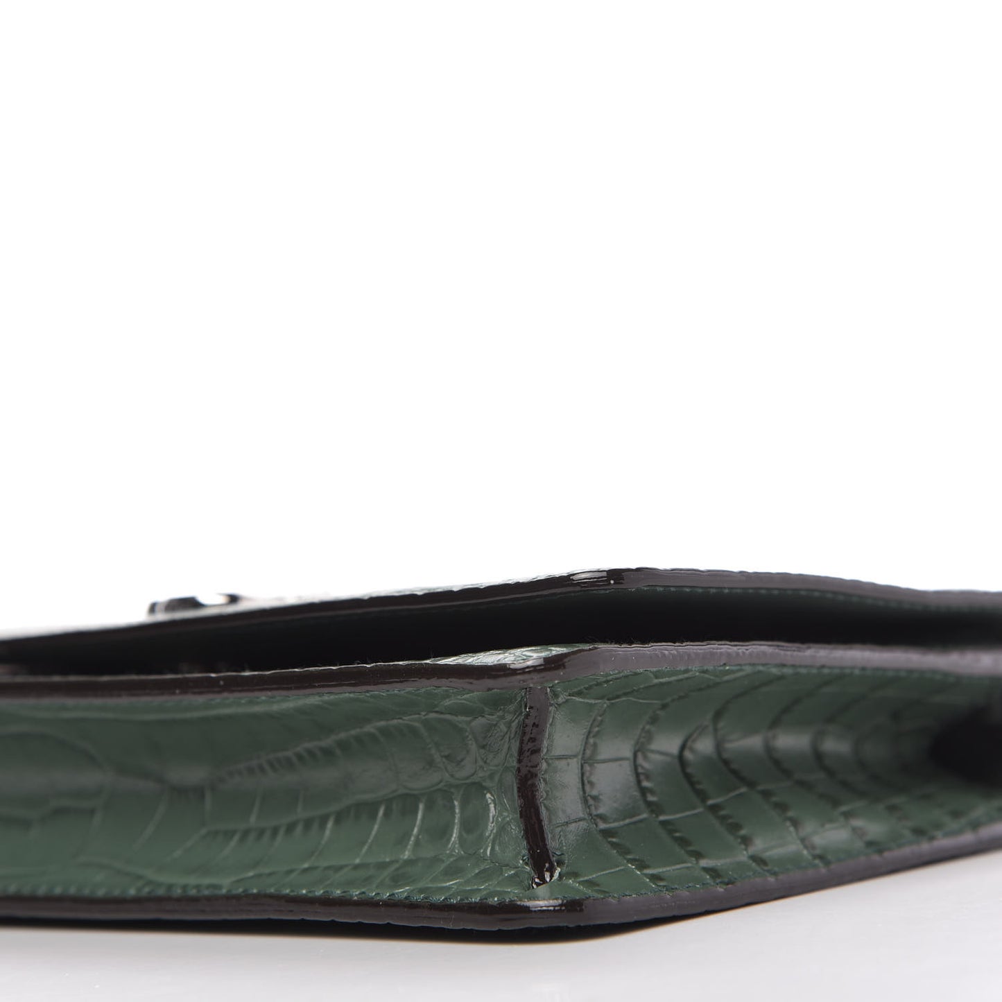 Calfskin Crocodile Embossed Palace Crossbody Green