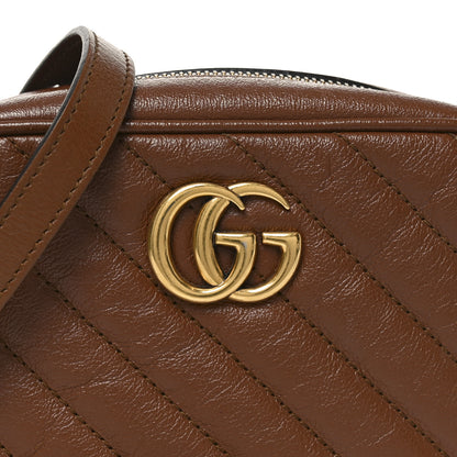 Gucci Glazed Calfskin Matelasse Diagonal Mini GG Marmont Chain Shoulder Bag Cuir 8 of 11