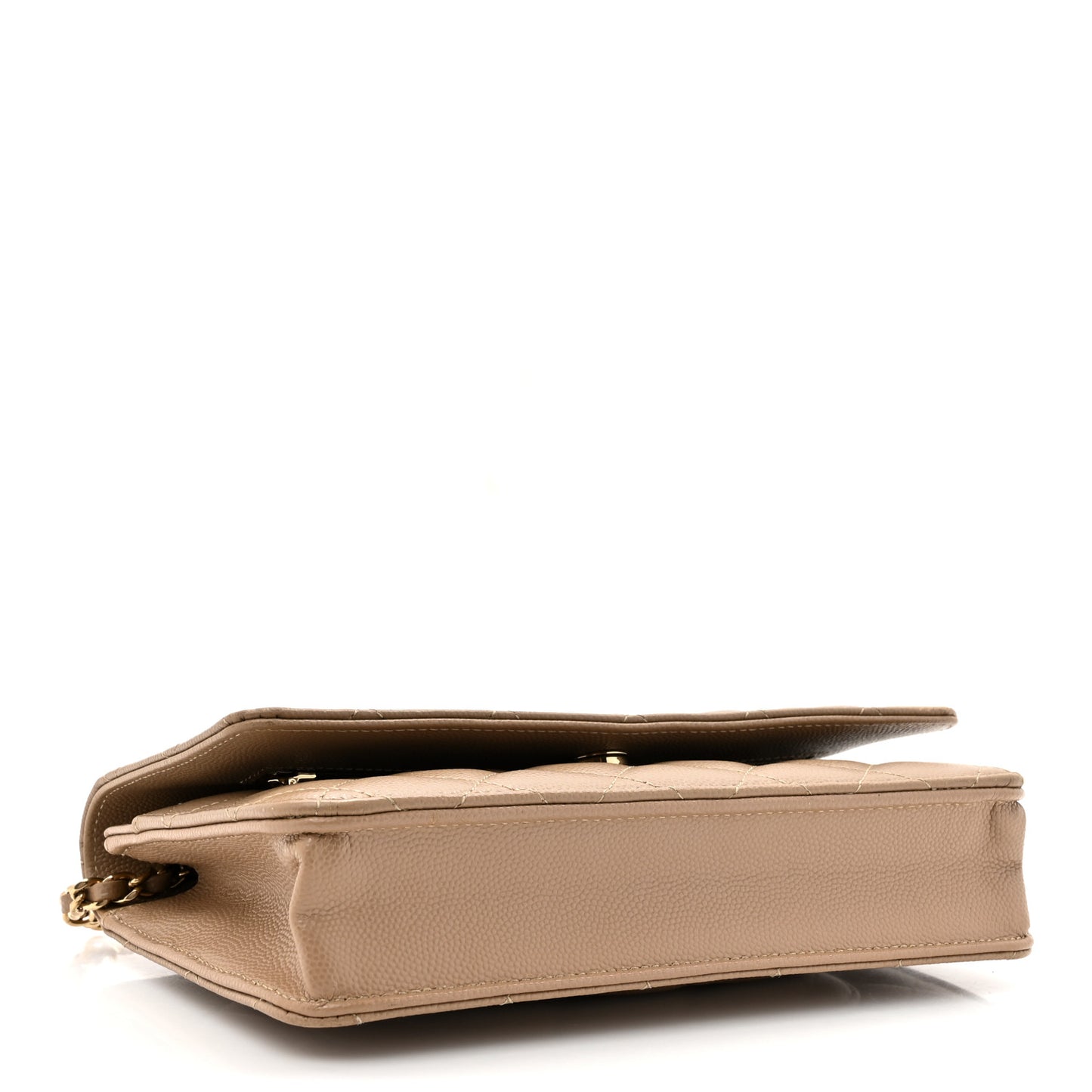 Caviar Quilted Wallet On Chain WOC Beige
