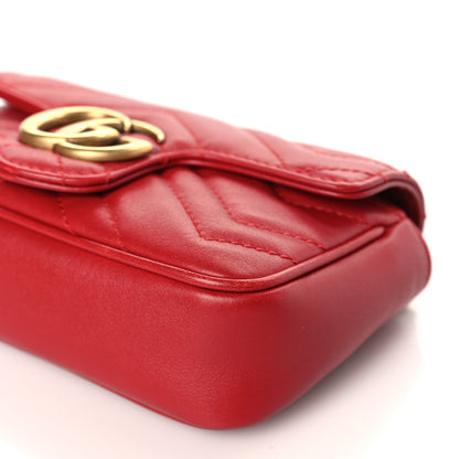 Gucci Calfskin Matelasse Super Mini GG Marmont Shoulder Bag Hibiscus Red 9 of 9