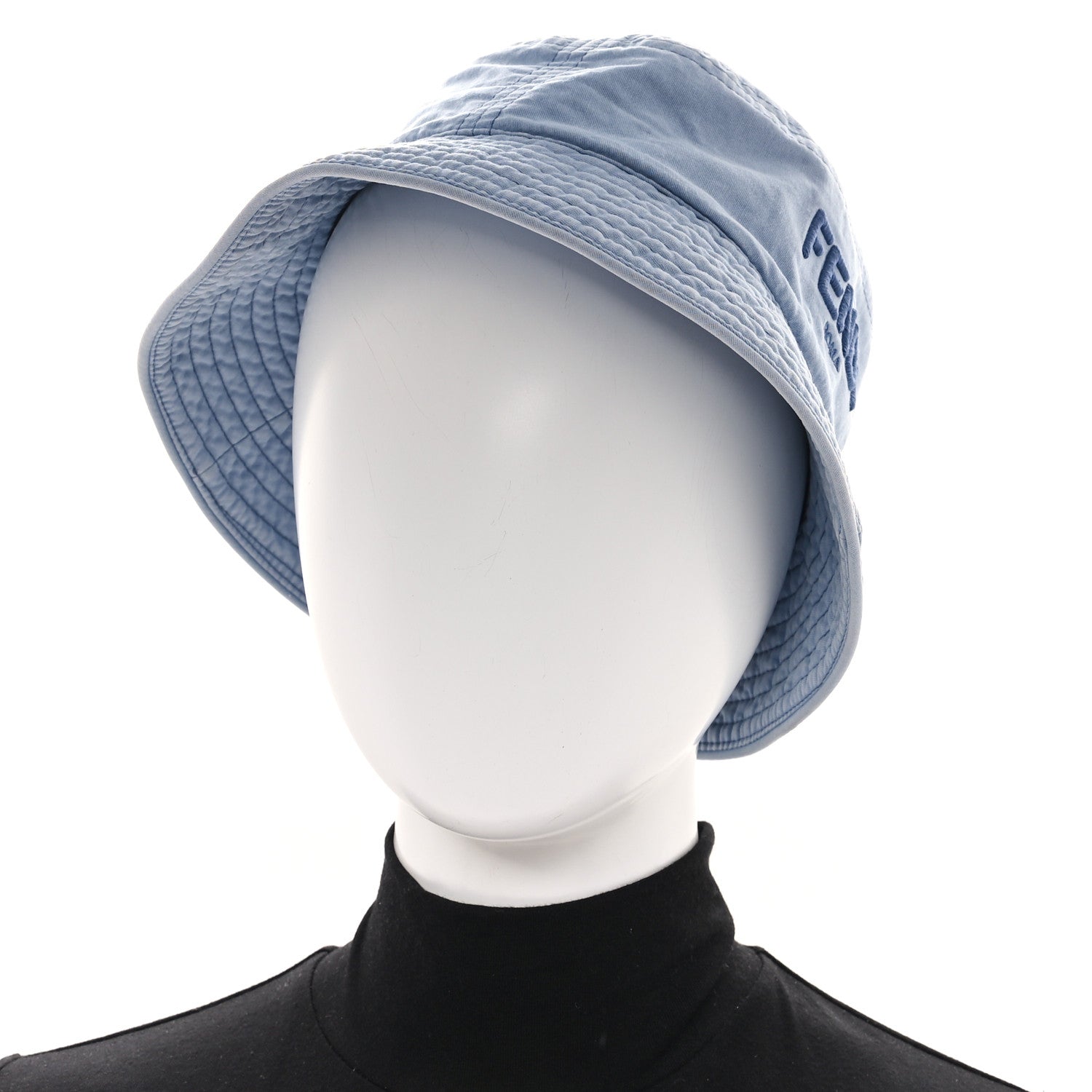 Fendi Woven Fabric Logo Bucket Hat M Celeste 2 of 8