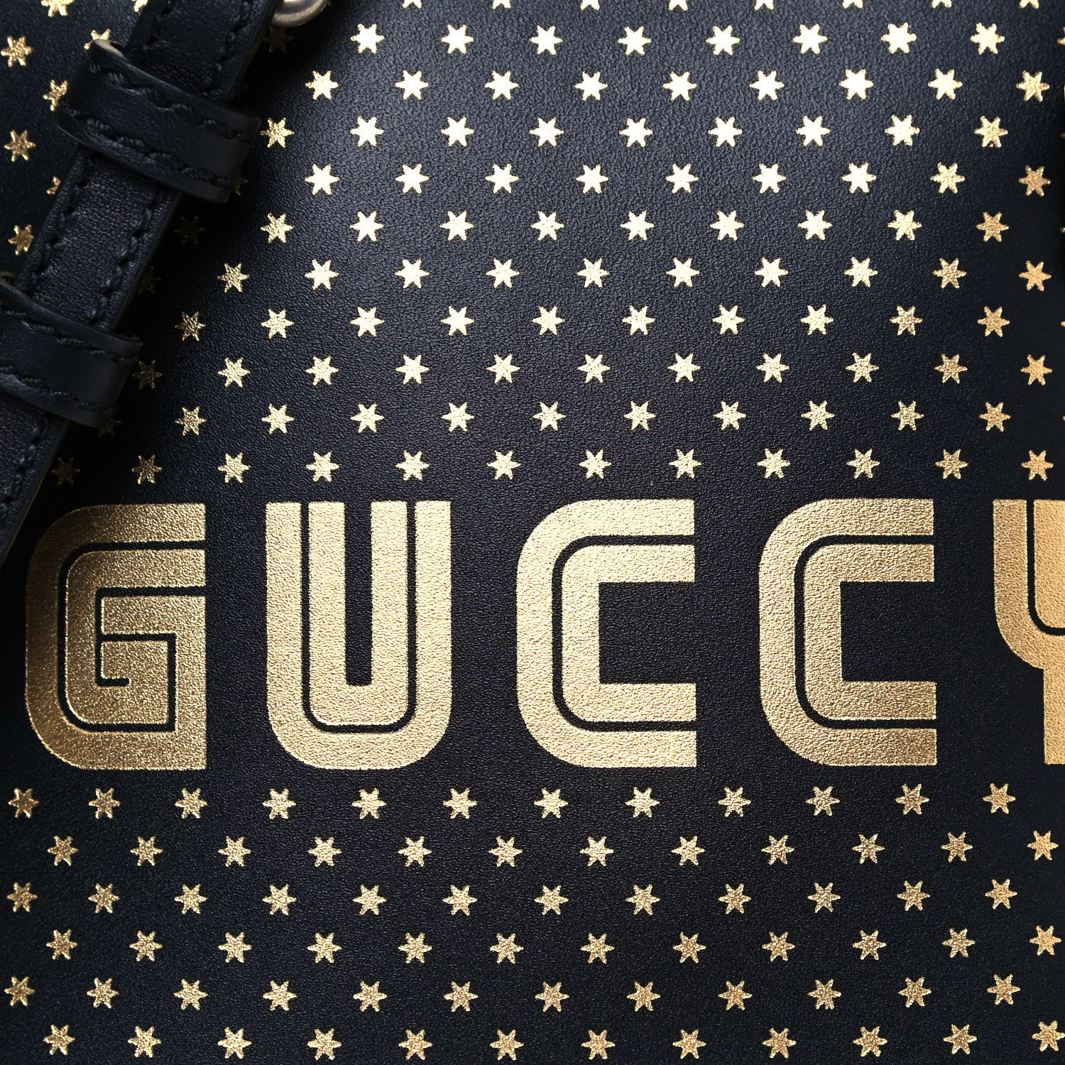 Gucci X SEGA Calfskin GUCCY Stars Mini Dome Shoulder Bag Black Gold 8 of 11