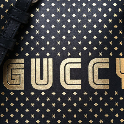 Gucci X SEGA Calfskin GUCCY Stars Mini Dome Shoulder Bag Black Gold 8 of 11