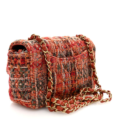 Chanel Tweed Quilted Mini Rectangular Flap Orange Multicolor 3 of 10