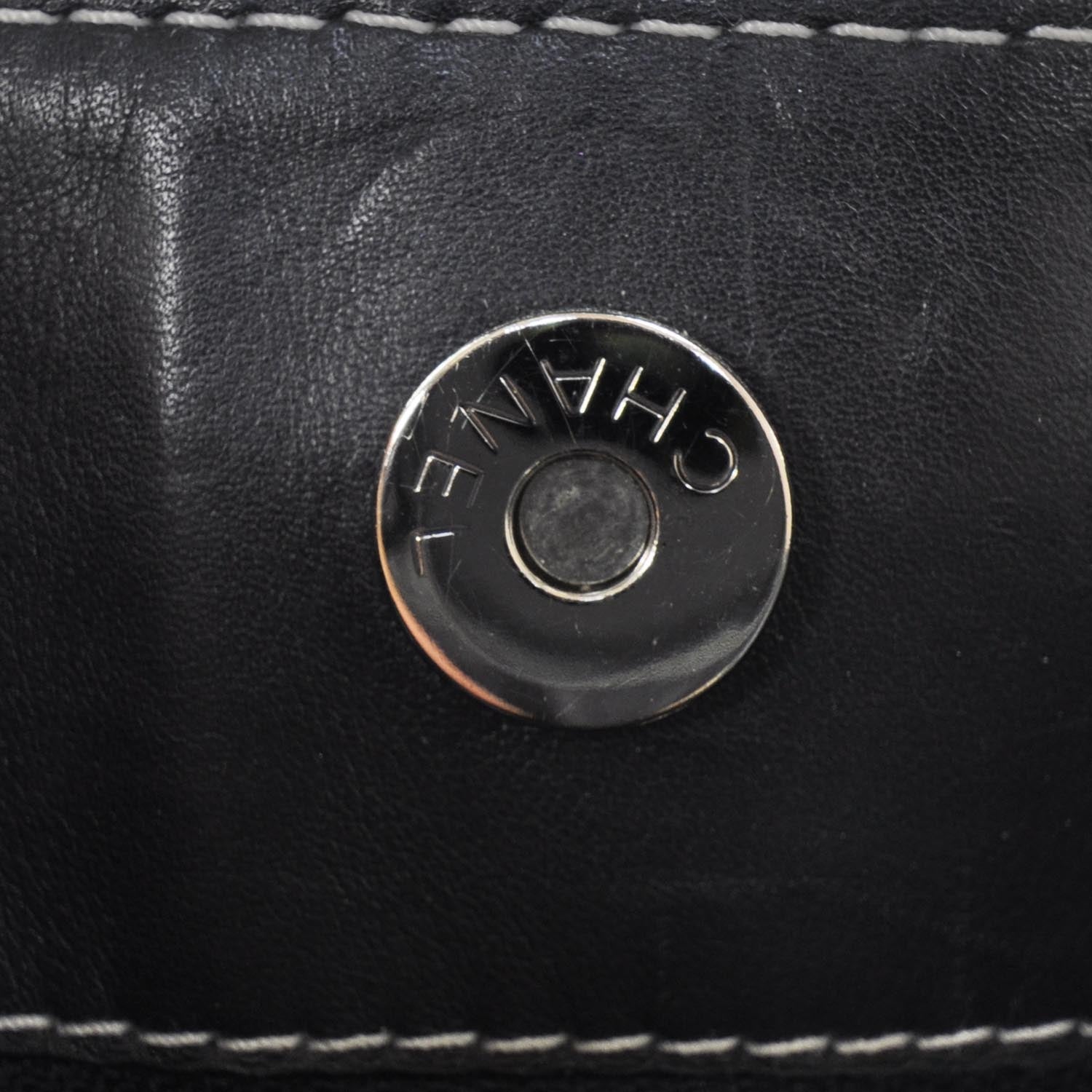 Chanel Leather Contrast Stitch Surpique Shoulder Bag Black 8 of 10