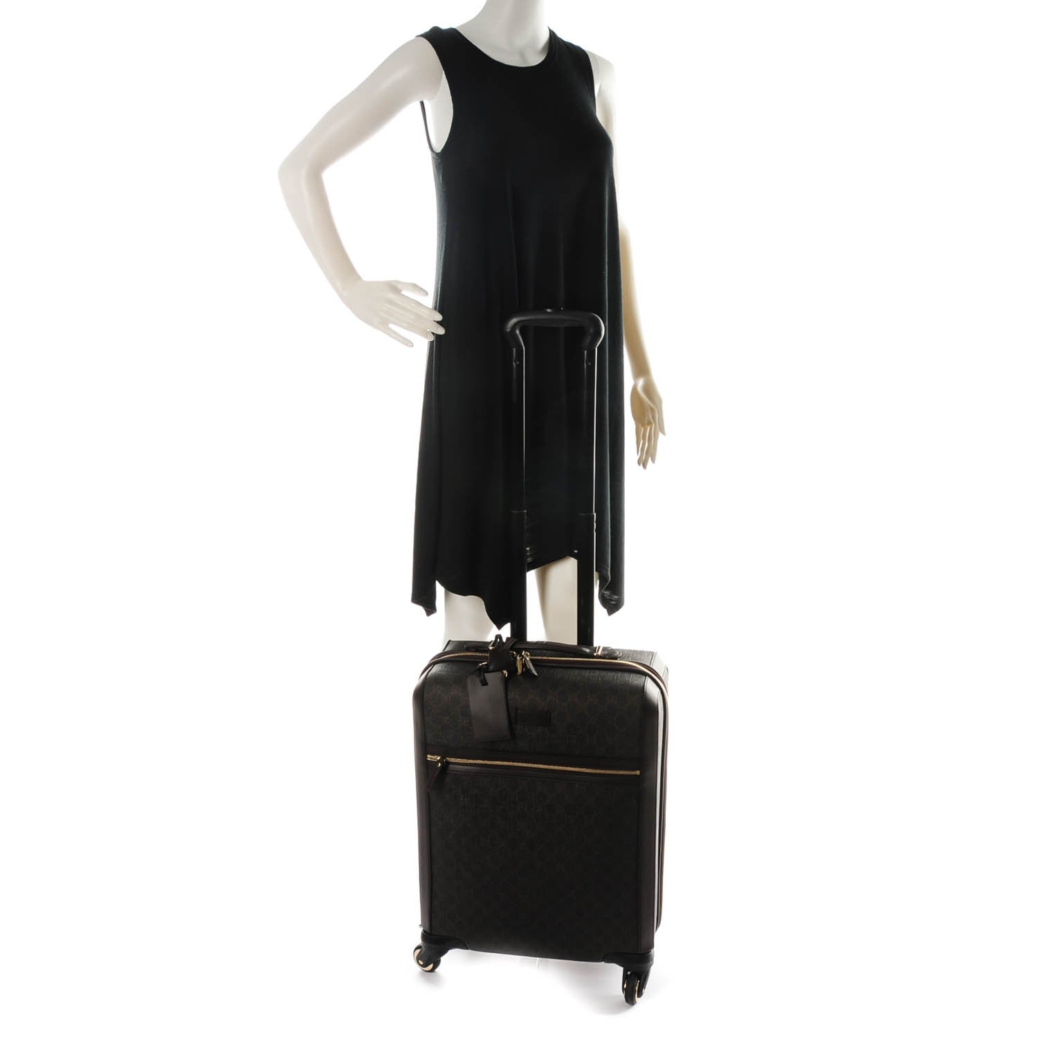 Gucci GG Supreme Monogram Four Wheel Carry On Suitcase Dark Brown 2 of 14