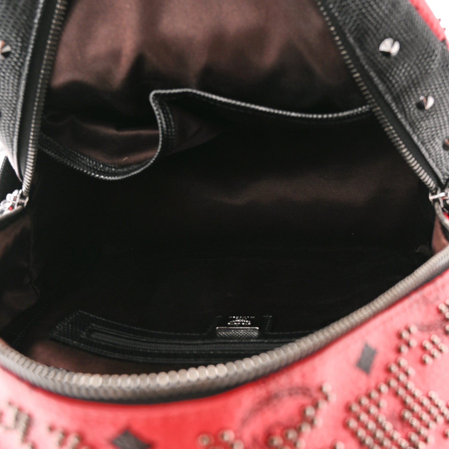MCM Visetos Lizard Embossed Calfskin Studded Small Backpack Coral Black 5 of 9