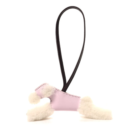 Hermes Milo Lambskin Shearling Budy Charm Mauve Pale Rouge Sellier 1 of 5