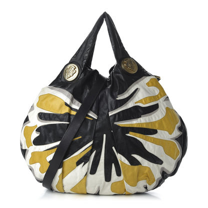 Gucci Leather Large Hysteria Top Handle Bag Black Yellow 1 of 13