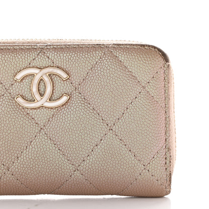 Chanel Iridescent Caviar Quilted Zipped Key Holder Case Beige 8 of 21