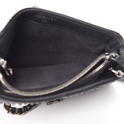 Chanel Calfskin Strass Studded Mini Phone Holder Clutch Black 5 of 14
