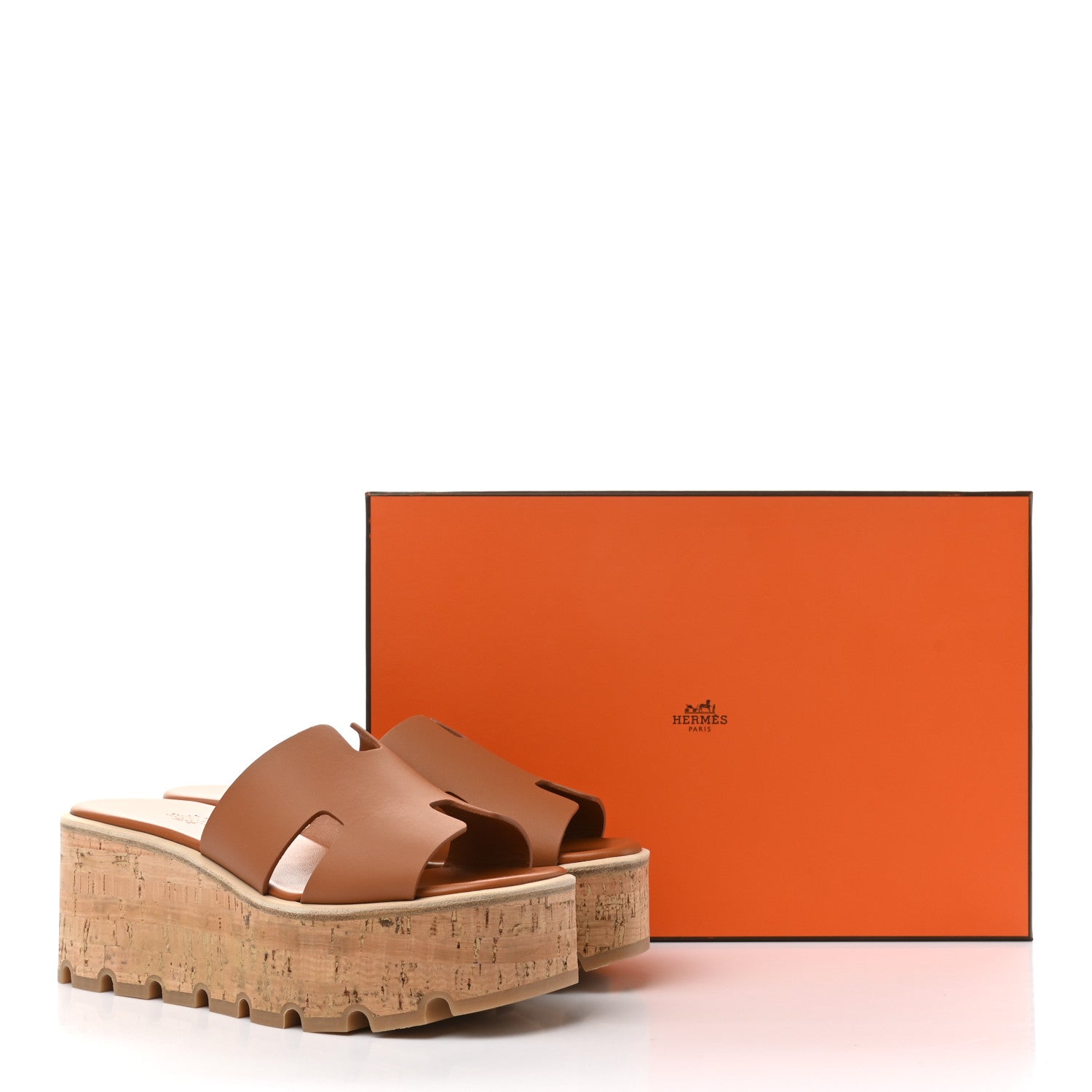 Hermes Calfskin Cork Eze 30 Sandals 35 Marron Glaise 9 of 9