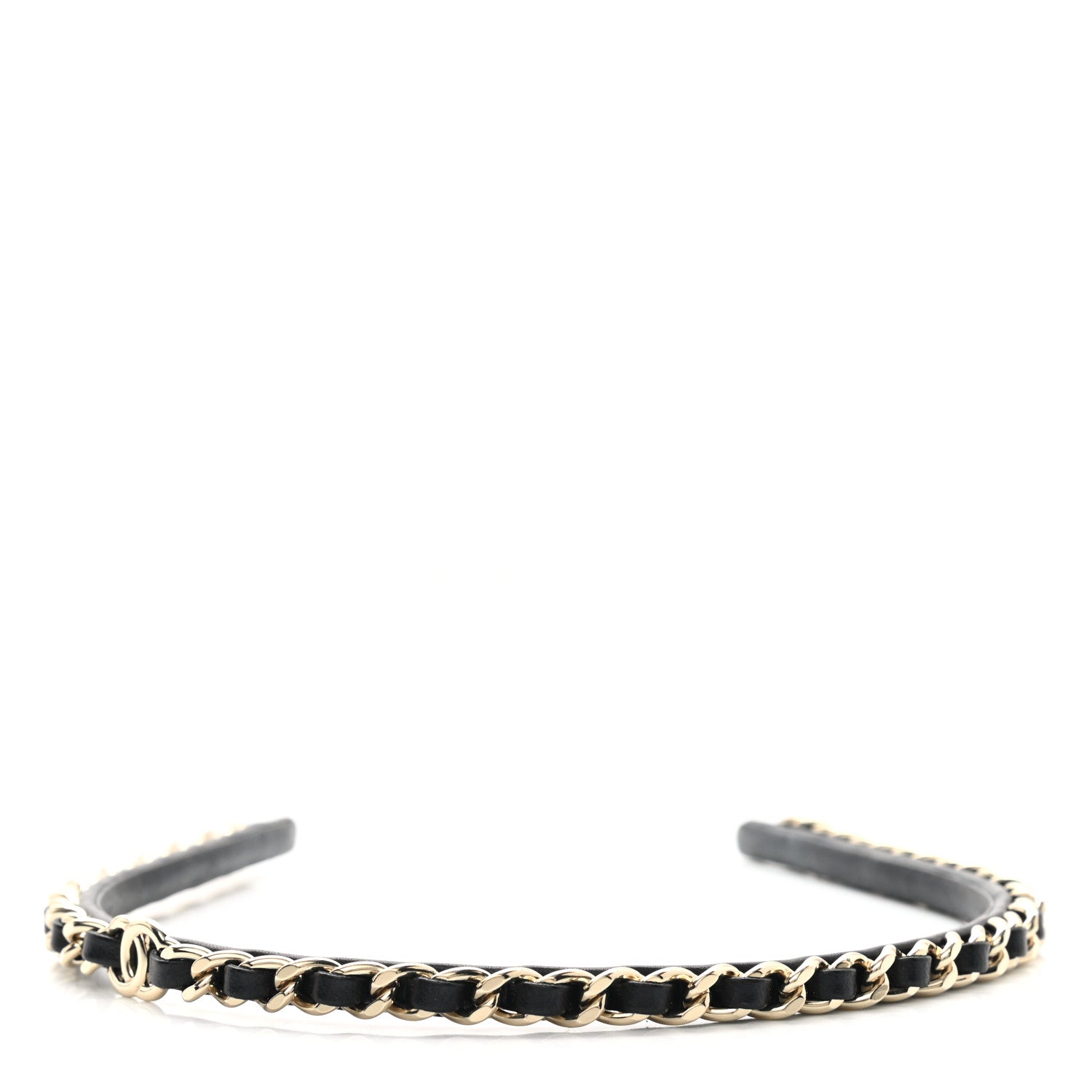 Chanel Lambskin Metal CC Chain Headband Black Gold 3 of 5