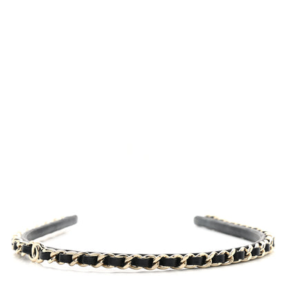 Chanel Lambskin Metal CC Chain Headband Black Gold 3 of 5