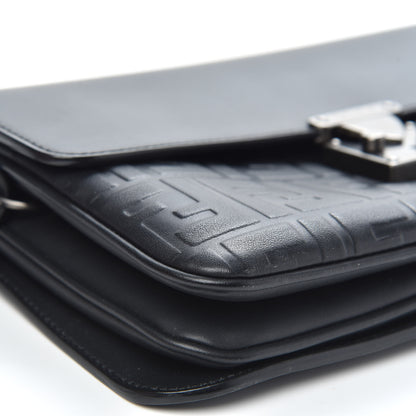 Fendi Vitello Century Grace FF Embossed Top Handle Clutch Black 8 of 9