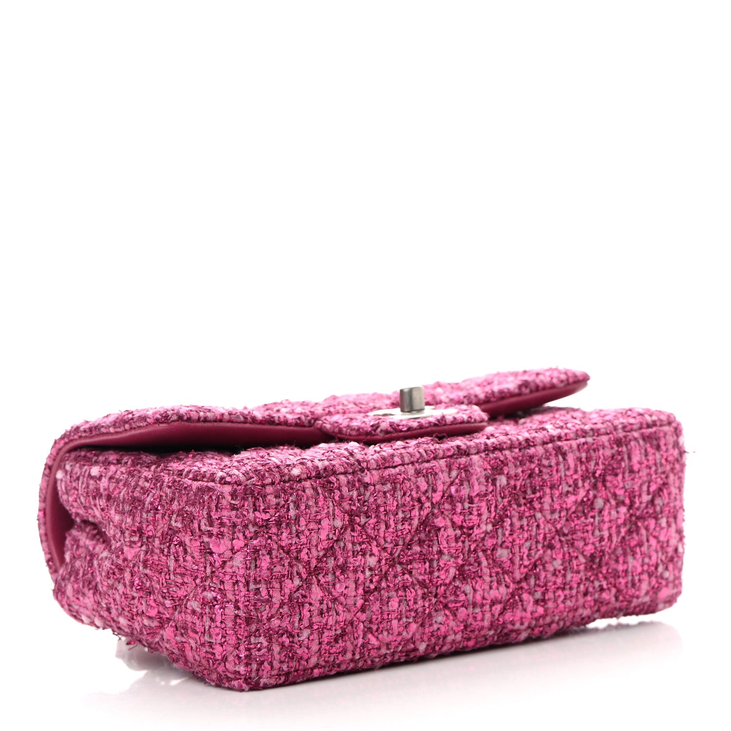 Chanel Metallic Tweed Quilted Mini Rectangular Flap Pink 1197658