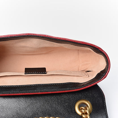 Gucci Azalea Calfskin Matelasse Diagonal Patchwork Mini Torchon GG Marmont Shoulder Bag Black Beige Romantic Cerise 4 of 9