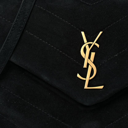 Saint Laurent Suede Y Quilted Monogram Toy Loulou Crossbody Bag Black 8 of 14