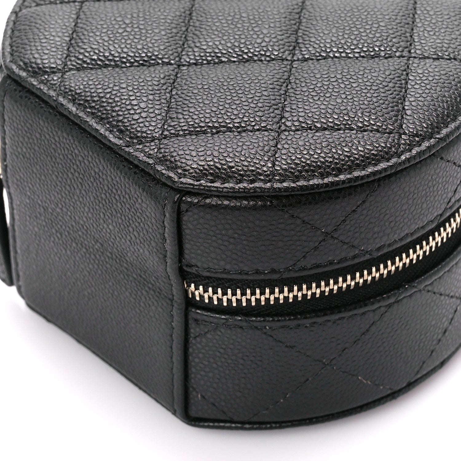 Chanel Caviar Quilted Round Top Handle Jewelry Case With Chain Black 11 of 13