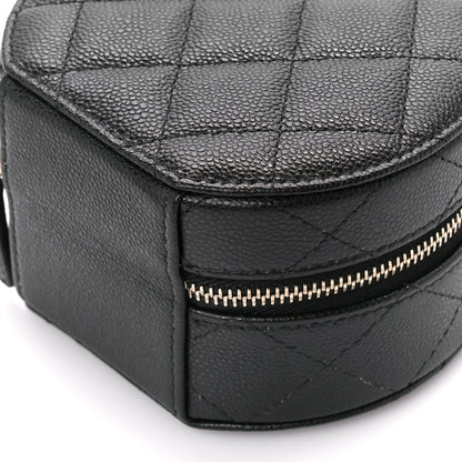 Chanel Caviar Quilted Round Top Handle Jewelry Case With Chain Black 11 of 13