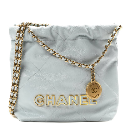 Chanel Shiny Caviar Quilted Mini Chanel 22 Light Blue 1 of 9