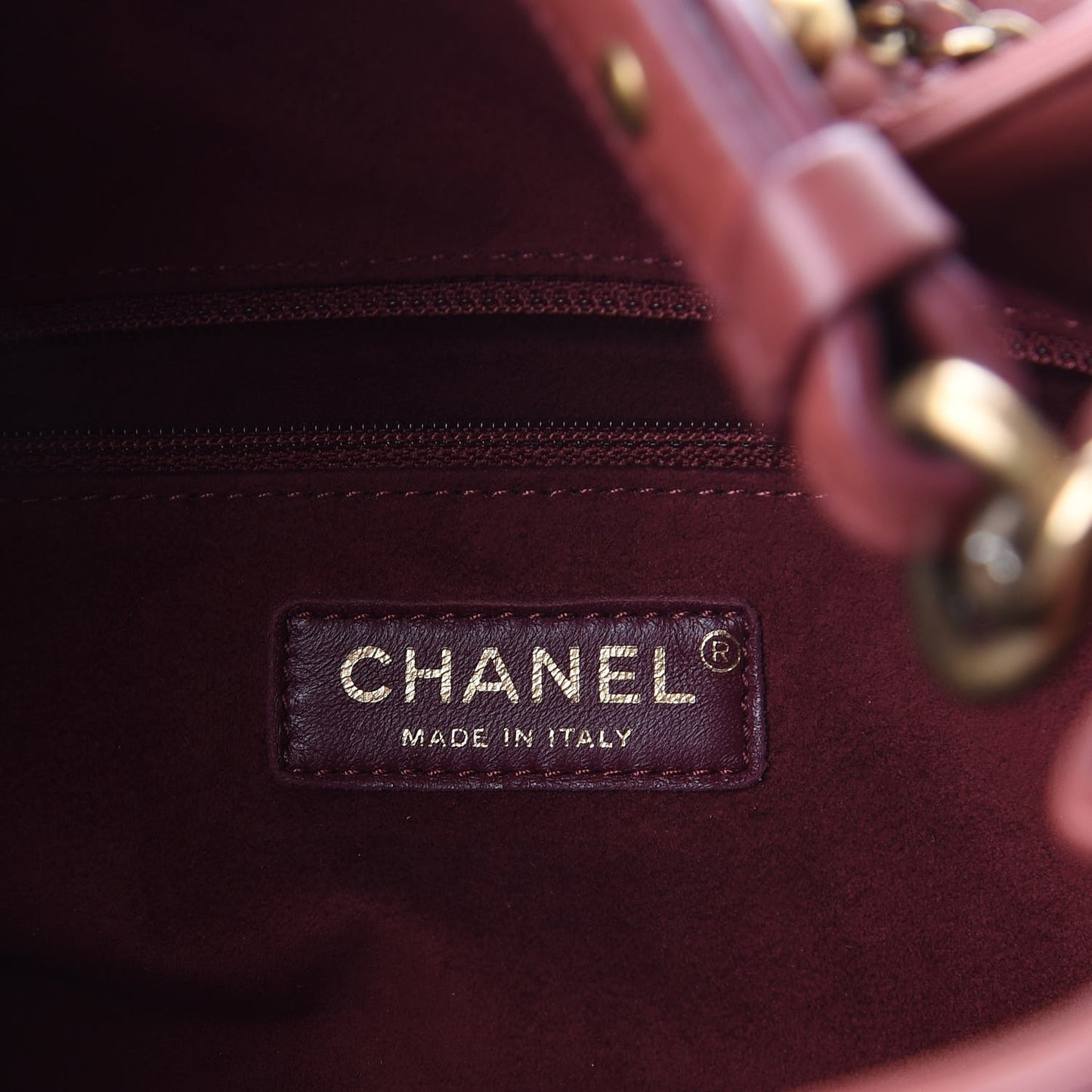 Calfskin Stitched Large Drawstring CC Bag Burgundy