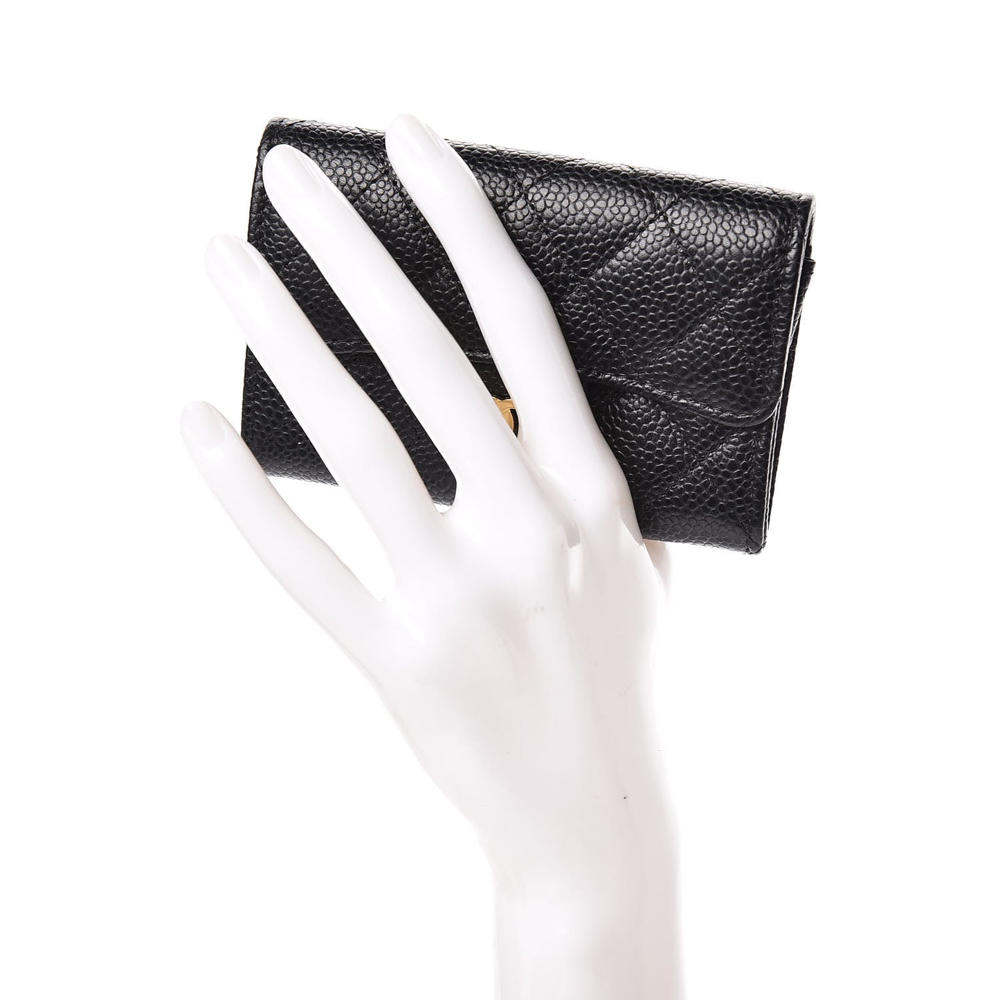 Caviar Quilted Flap Card Holder Black