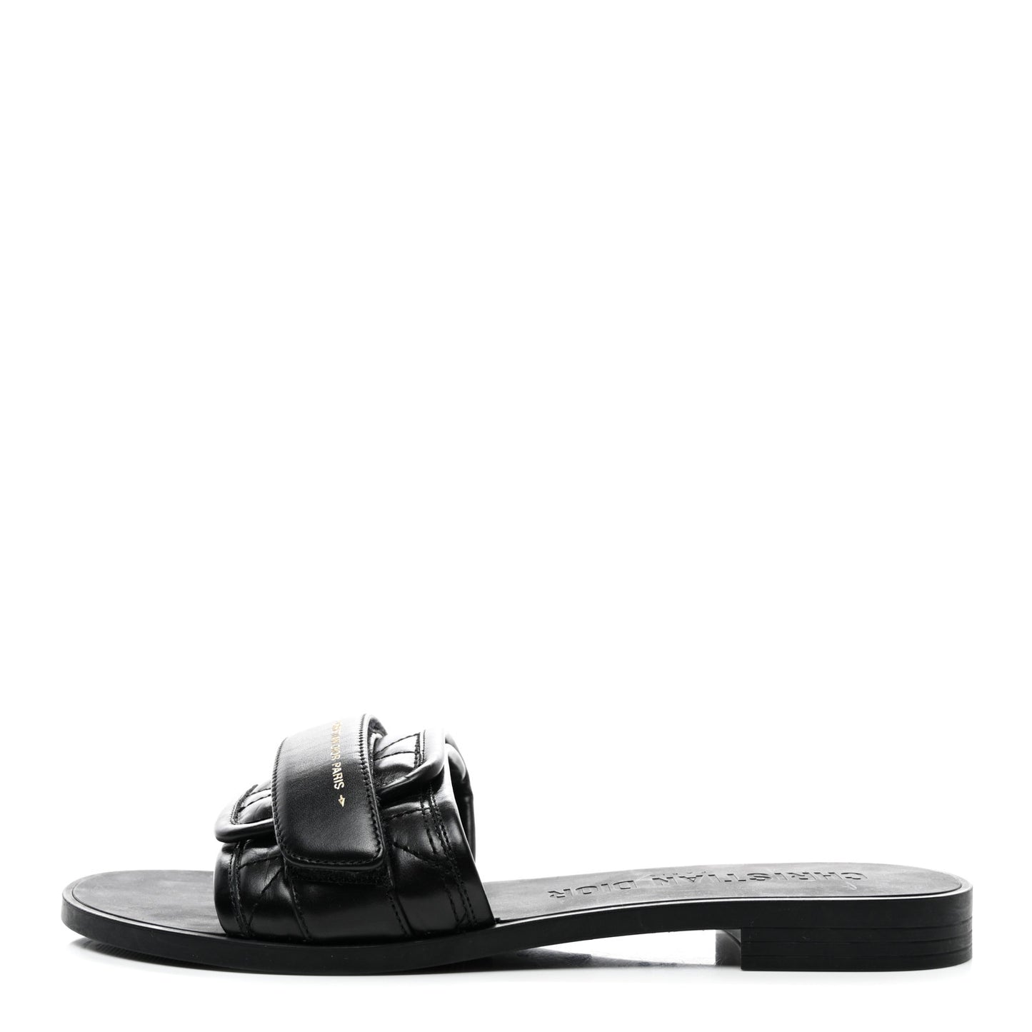 Calfskin Cannage Dio(r)evolution Slide Sandals 37 Black